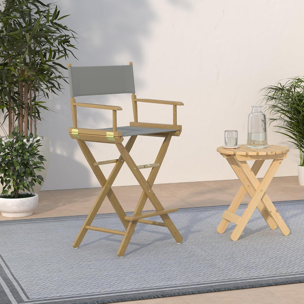Casual Home 30" Director's Chair Natural Frame-with Grey Canvas, Bar...