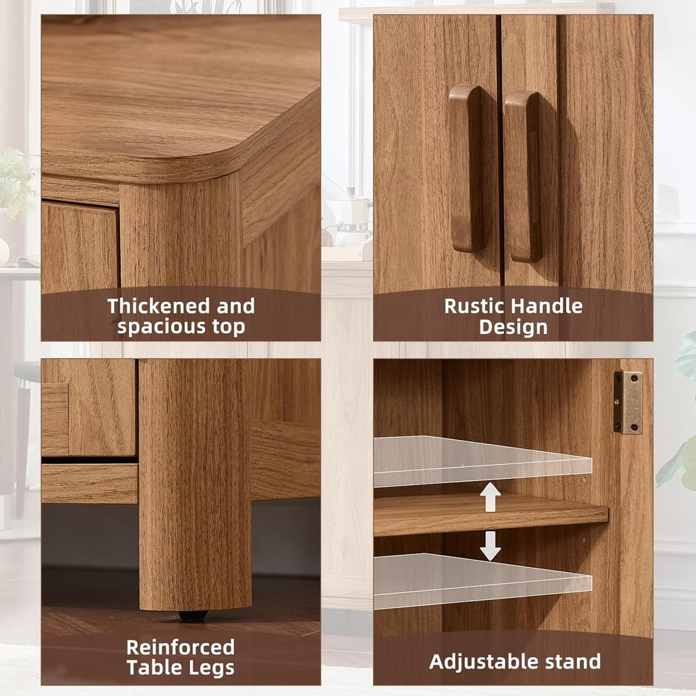 Joaxswe Sideboard Buffet Cabinet with Storage, 46" Arc-Shaped Credenza w...