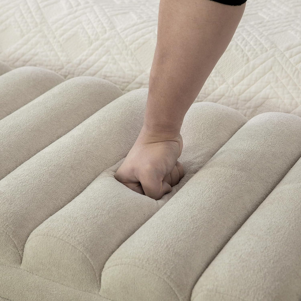 KEIKI 65.6" Modern Upholstered Storage Bench with Double Lids, Ottoman w...