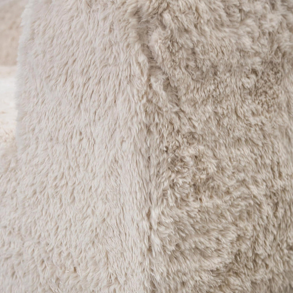 Furniture of America Havyn Modern Faux Fur 1-Seater Square Modular Foam Ottom...