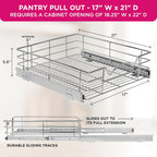 HOLDN’ STORAGE Heavy-Duty Premium Collection Pull Out Cabinet Organizer, Cabinet Drawer Slide Outs, Lifetime Limited Warranty - Basket Size 17" W x 21" D x 5" H, Anti-Rust Chrome Finish