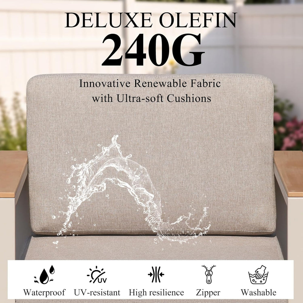 2PC Single Seat Aluminum Patio Chairs, Outdoor Furniture with 1.5mm Thick Pow...