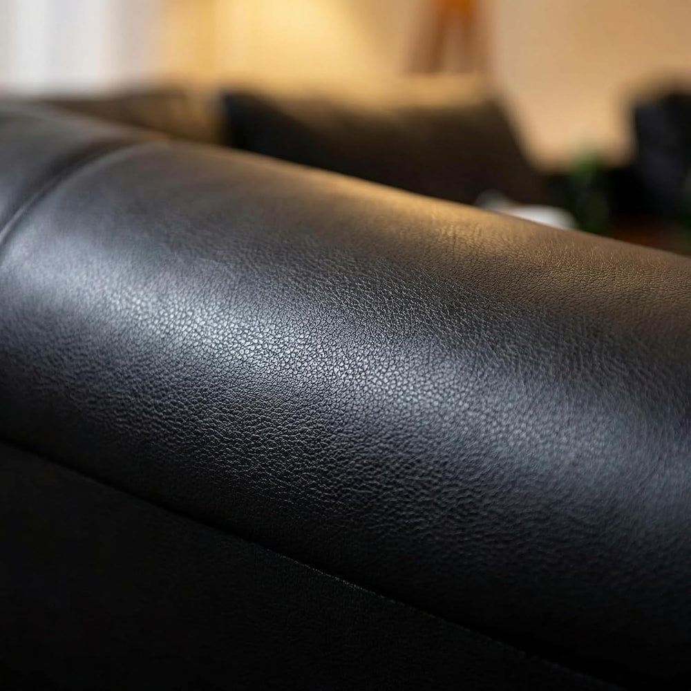 Leather L-Shaped Couch Set, 97.5"L x 69.5"W Sectional Sofas Black |...