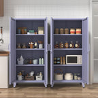 Heavy Duty 61" Lockable Pantry Cabinet, 2-Door 4-Tier Storage Cabinet with 3 Adjustable Shelves, Purple Metal Kitchen Cabinet for Kitchen, Living Room, School Tool Storage, 61"H X 27.6"W X 13.8"D