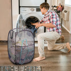 Foldable Mesh Popup Laundry Hamper,Laundry Basket Easy to Open and Fold for Dorm,Travel, College Dorms, and More (2 dark gray)