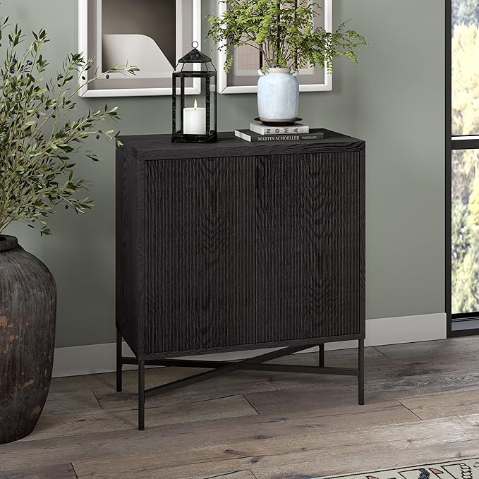 Henn&Hart Brighton Accent Cabinet, 28" Wide(15" D x 28" W x 32" H), Black