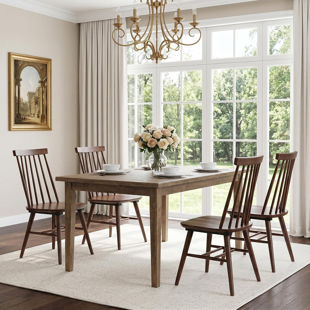 DUHOME Walnut Wooden Dining Chairs Set of 4