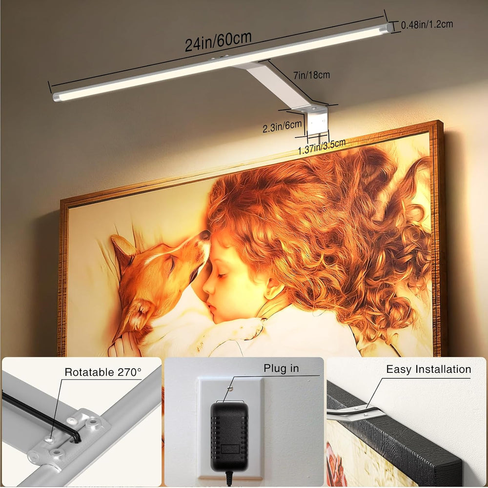 Picture Light for Wall Plug in 24inch, Dimmable LED Art Photo Light with Remo...