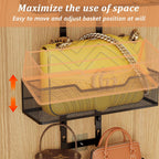 Purse Organizer Over The Door,Adjustable Durable Metal Purse Holder Handbag Purse Organizer for Closet with 5 Hooks Medium