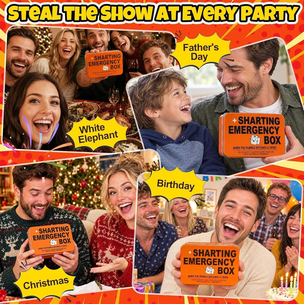 Funny Sharting Survival Kit, White Elephant Prank Gag Gifts for Men