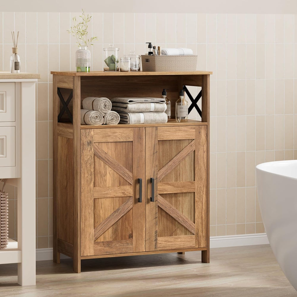Homhedy Farmhouse Bathroom Storage Cabinet with 2 Doors, Toilet Paper Cabinet...