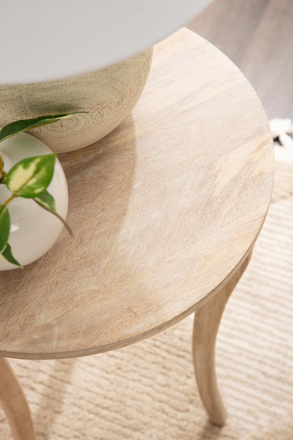 Kate and Laurel Mariona Coastal Round Mango Wood Side Table, 16 x 16 x 24, Li...