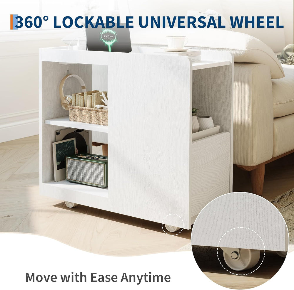 IDEALHOUSE Side Table with Wheels