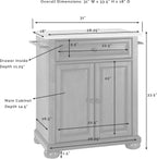 Crosley Furniture Alexandria Stone Top Small Portable Rolling Kitchen Island Storage Cart, Microwave Stand, Mahogany