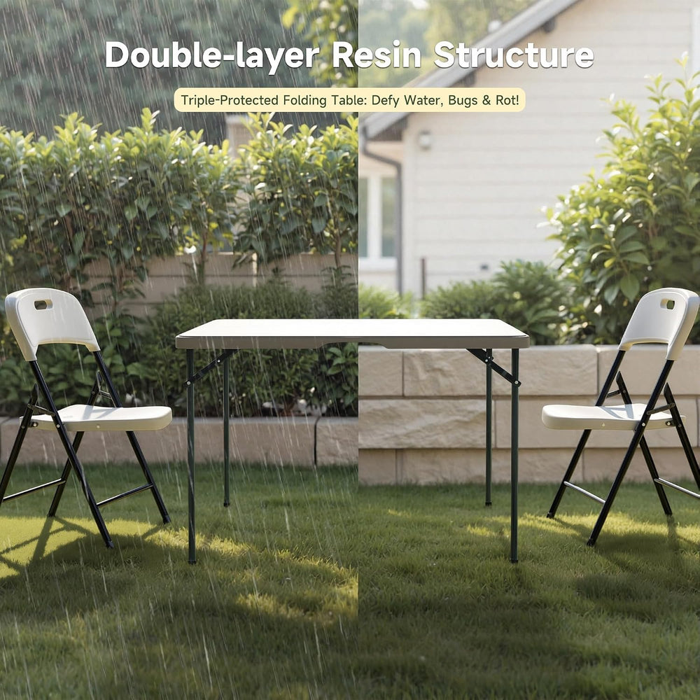 3 ft Square Folding Card Table, Portable Folding Table with Carrying Handle, ...