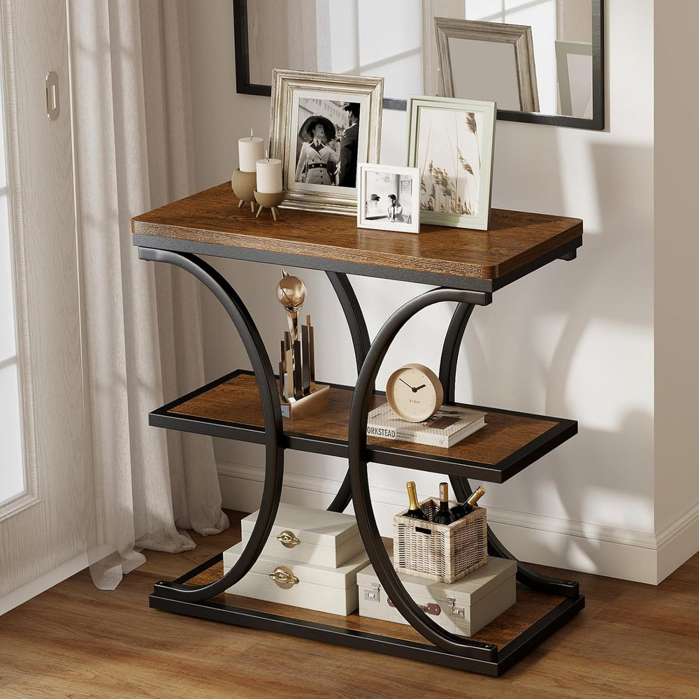 BECHAEO 24" End Tables Living Room, Industrial 3-Tier Small Side Table w...