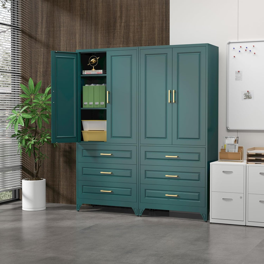 SteeLoong 75" Kitchen Pantry Cabinet with 3 Drawer,Metal Storage Cabinet...