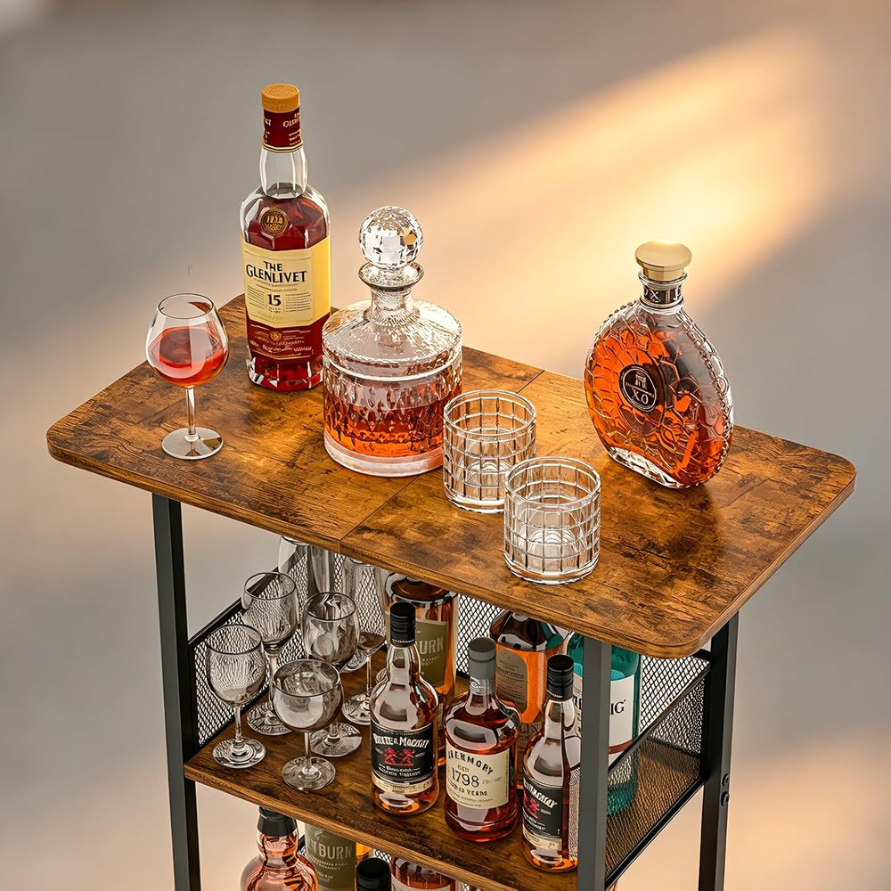Floor Standing Freestanding Whiskey Rack: 3 Tier Wine Rack ,Mini Bar Cart | W...