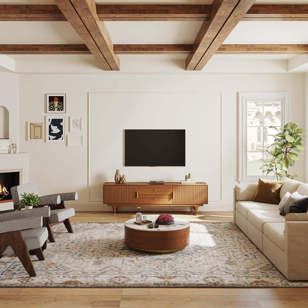 POVISON TV Stand with Storage, 78.74" Mid Century Modern TV Stand for Li...