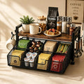 Tea Bag Organizer, Tea Bag Organizer Drawer, Wood Tea Organizers and Storage Chest Teabag Holder with Storage Drawer,Rustic Brown for Countertop Kitchen, Office