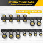 Garage Tool Organizer Wall Mount with 96 inches Rails and 13 Adjustable Heavy-Duty Hooks, Garden Tool Organizer, 19 Pack Carries 820 lbs, Heavy Duty Garage Storage Rack For Yard, Shed, Easy to install