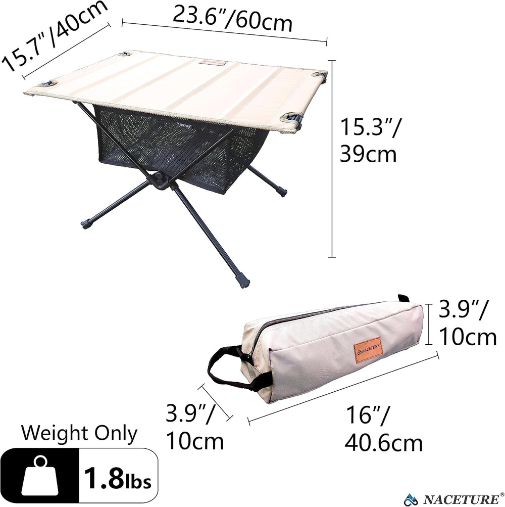 NACETURE Camping Table with Folding Legs and Mesh Storage Basket for Food, Co...