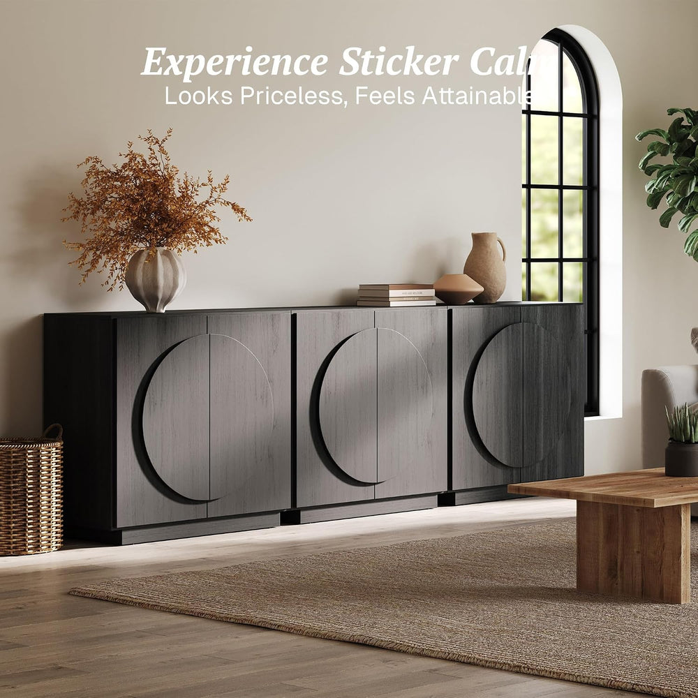 BELLEZE Modular Buffet Cabinet with Storage,Mid Century Modern Arched Sideboa...
