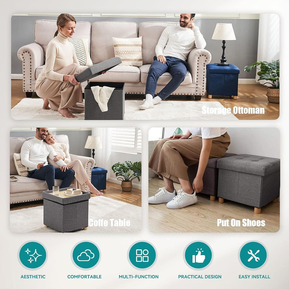 BRIAN & DANY Ottoman with Storage, Small Storage Ottoman for Dorm, Linen ...