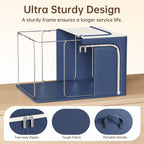 3 Openings Clothes Storage Bins with Metal Frame，100L (navy blue) | Oxford-Gewebe