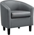 Yaheetech PU Leather Barrel Chair, Modern Accent Chair with Wood Sturdy Legs, Faux Leather Club Chair Comfy Armchair Modern Tub Chair for for Living Room Bedroom Waiting Room, Gray