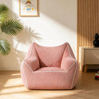 Pink Kids Bean Bag Chair, Stuffed Kids Bean Bag Sofa with Filler Corduroy Bean Bag Seat for Girls, Small Comfy Lazy Sofa Lounge Chair with Armrests and Back Support for Gaming, Reading, Pink