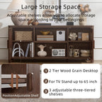 Joaxswe Farmhouse 55" Entertainment Center,Walnut Tv Stand with Adjustable Shelves & 2 Door Storage,Wooden Media Console Cabinet for TVs Up to 65 inches, Rustic Tv Stands for Living Room,Bedroom