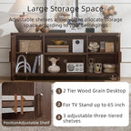 Farmhouse 55" Entertainment Center,Walnut Tv Stand with Adjustable Shelves & 2 Door Storage,Wooden Media Console Cabinet for TVs Up to 65 inches, Rustic Tv Stands for Living Room,Bedroom