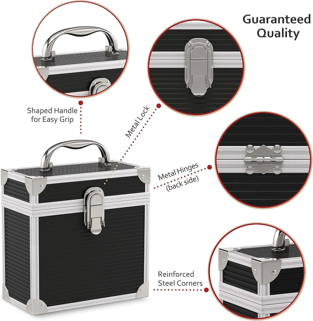 Aluminium 7" Vinyl Record EP Storage Case Holds up to 35 EPs (in PVC Sle...