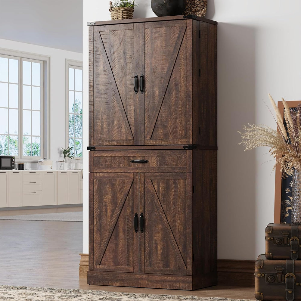 71" Tall Kitchen Pantry Cabinet with 3 Drawers,Farmhouse Storage Cabinet...