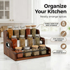 3-Tier Wood Bottle Display Shelf, Countertop Liquor Organizer, Rustic Brown