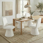 Swivel Dining Chairs Set of 1, Modern Upholstered Dining Chair Mid Century Kitchen Chairs with Wave Shaped High Back, 360 Degree Rotating Vanity Chair for Dining Room, Bedroom, Farmhouse, Beige
