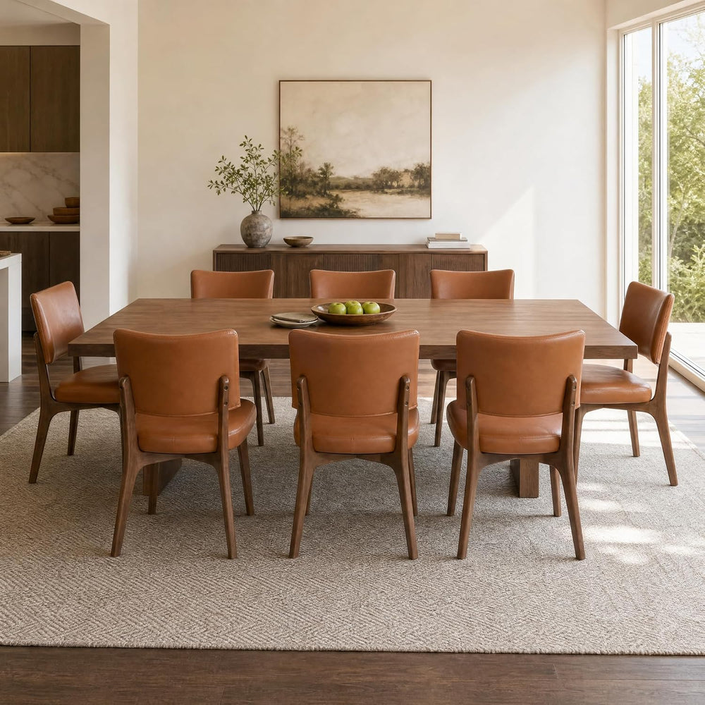 YOUNIKE Wooden Dining Chair, Faux Leather Upholstered Dining Room Chair Kitch...