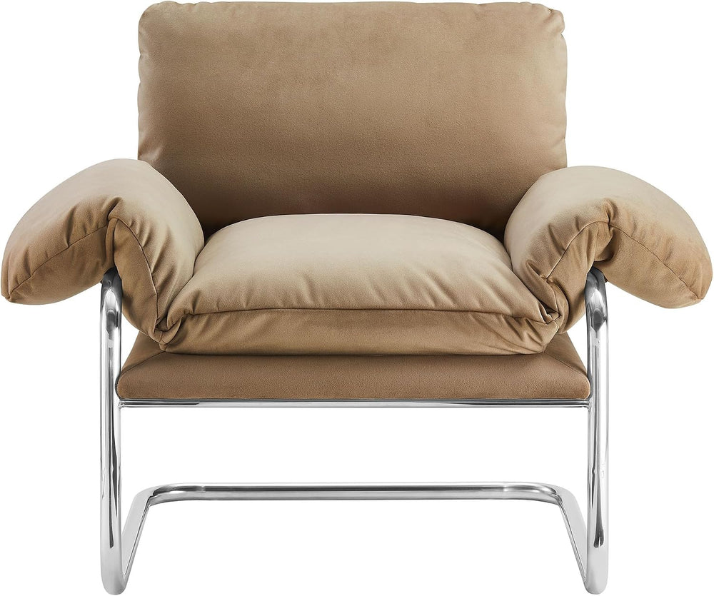 Modway Ansel Performance Velvet Accent Chair in Taupe - Stain-Resistant Velve...