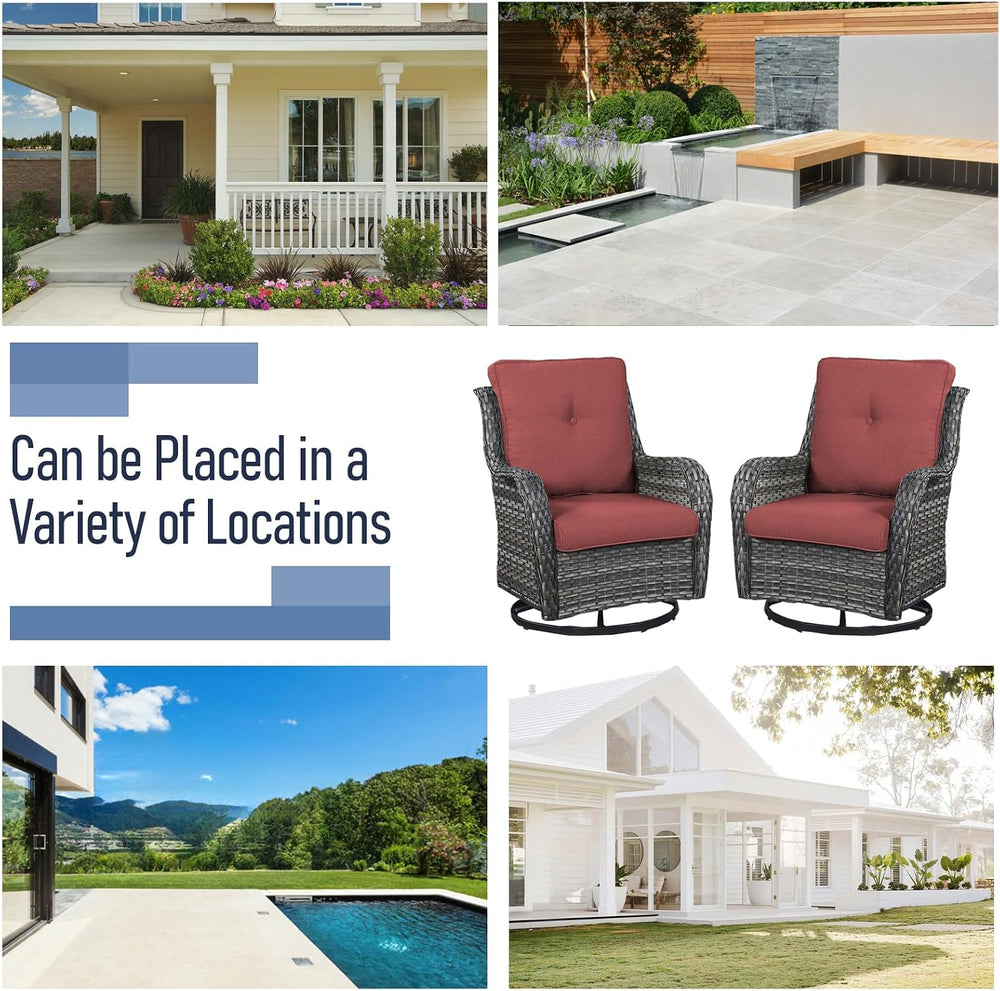 Outdoor Furniture Set：8 PCS Patio Furniture Set with Outdoor Swivel Rocker Pa...