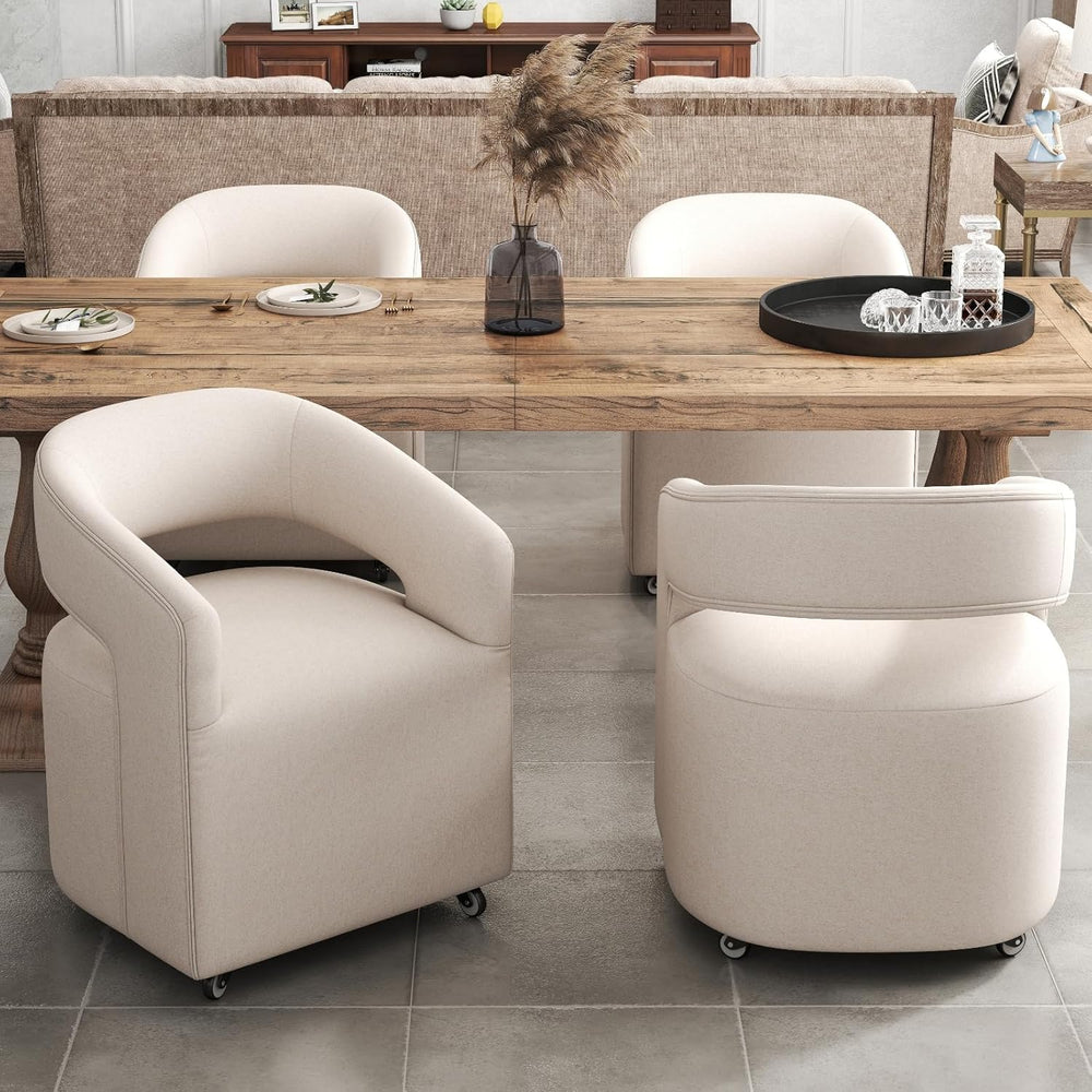 DUOMAY Modern Upholstered Dining Chairs with Swivel Casters - Set of 4 - Cont...