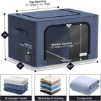 Sorbus Storage Bins with Divided Interior - Large Stackable & Foldable Organizer Containers with Metal Frame, Oxford Fabric, Large Window & Carry Handles - Organization for Bedroom, Linens & Clothes