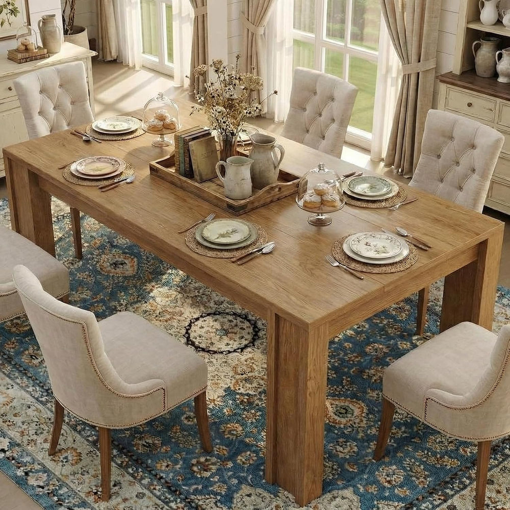 GarveeHome 71" Long Dining Table for 6-8, Farmhouse Rectangular Wood Kit...