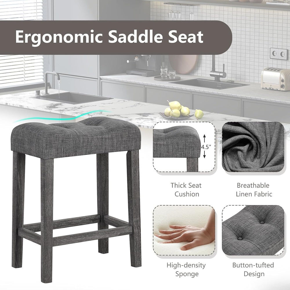 Giantex 24" Bar Stools Set of 4, Backless Counter Height Saddle Bar Stoo...