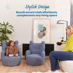 ECR4Kids Teddy Bear Sherpa Toddler Chair, 14in Seat Height, Kids Furniture, Peacock Blue