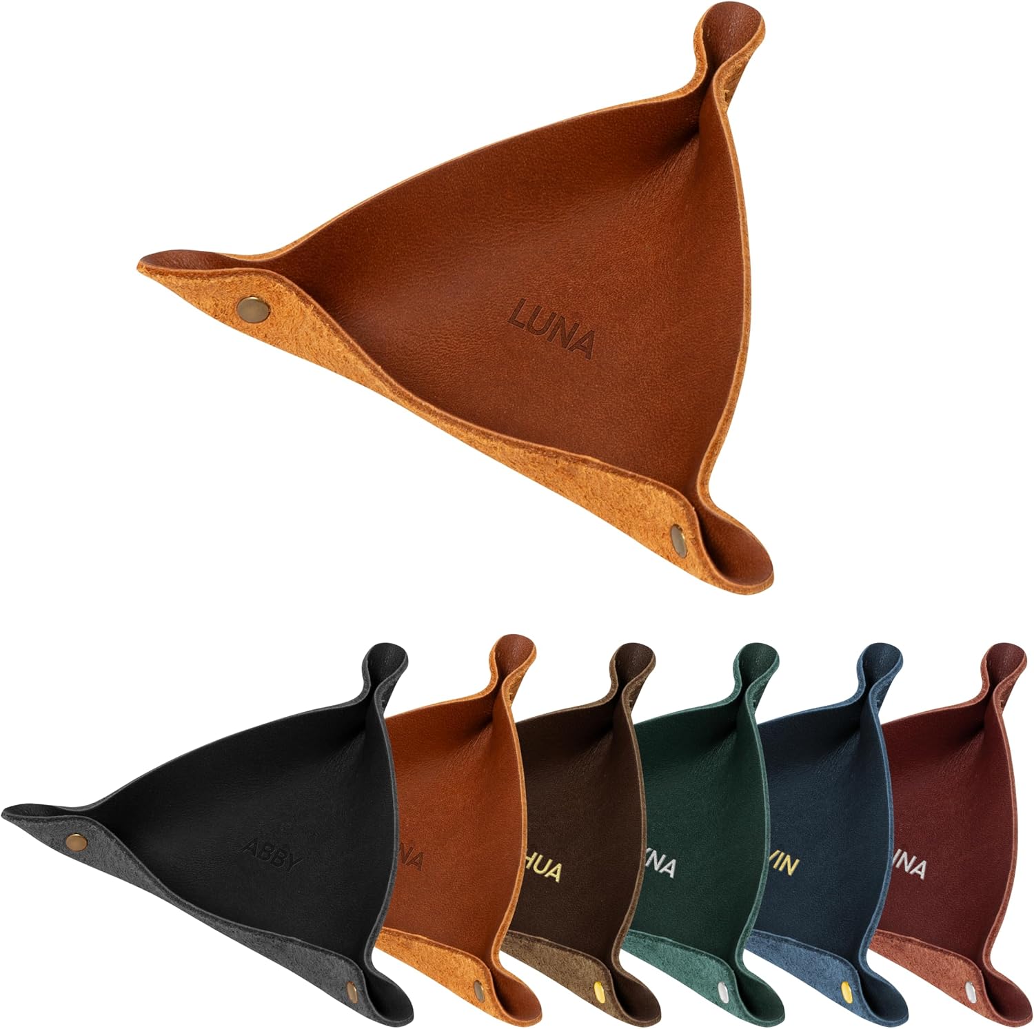 Northwind Personalized Leather Valet Tray – Made in USA - Custom Monogramed Full Grain Leather Catchall Tray for Men, Desk Organizer & Groomsmen Gift, Perfect Storage for Nightstand, Dresser