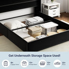 Allewie Queen Size Velvet Lift Up Storage Bed, Modern Wingback Headboard, Hydraulic Support, No Box Spring Needed, Black