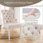 KCC Velvet Dining Chairs Set of 6, Upholstered High-end Tufted Dining Room Chair with Nailhead Back Ring Pull Trim Stainless Steel Legs, Contemporary Nikki Collection Modern Style for Kitchen, Beige