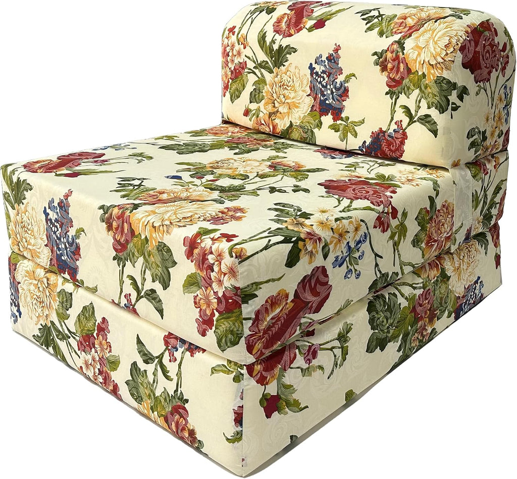 D&D Futon Furniture Sleeper Chair Folding Foam Beds, Portable Studio Guest Sofa Bed (Big Roses, 70 x 24 x 6)