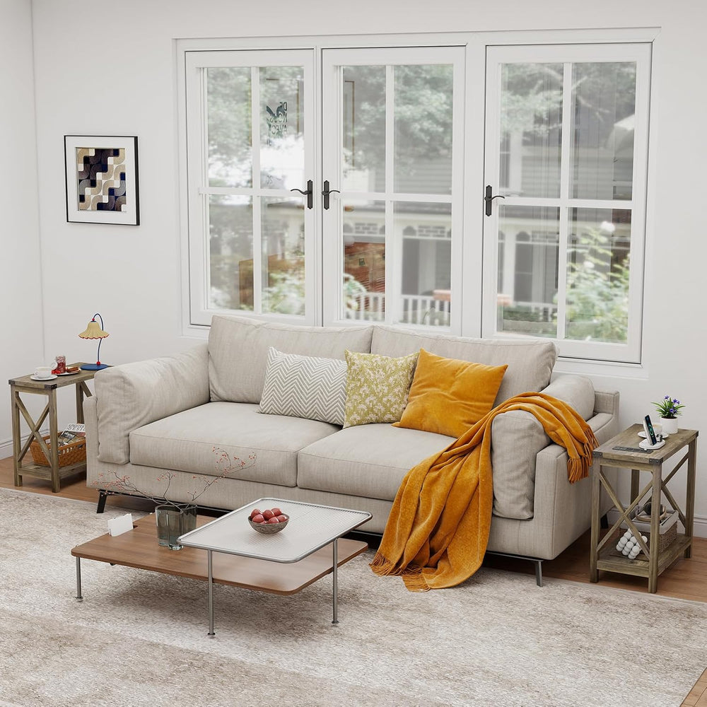 Hadulcet Farmhouse End Tables Living Room Set of 2 - Narrow Side Table with C...